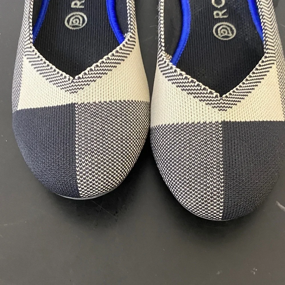Rothy's Women's Black and Cream Checkered Flats